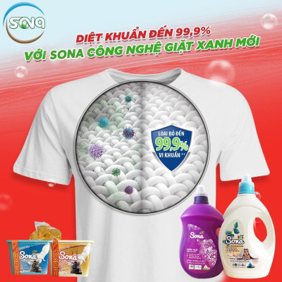 Nước giặt xả 2 trong 1 hương nước hoa Sona Comfort 3.2kg SONAMART lưu hương lâu làm mềm vải tiết kiếm nước