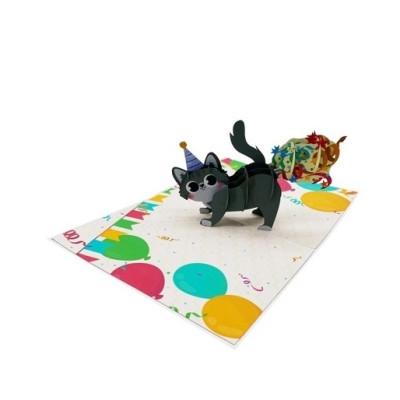 Thiệp 3D Pop Up Mèo Đội Nón Sinh Nhật – Thiệp Chúc Mừng Sinh Nhật Dễ Thương, Độc Đáo, B27