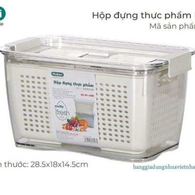 Hộp Đựng Bảo Quản Thức Ăn 2 Lớp 1,7 Lít Và 4,5 Lít Hokori. Hộp Đựng Hoa Quả Trái Cây Cao Cấp Việt Nhật Có Lỗ Thoát Khí , Sản Xuất Theo Tiêu Chuẩn Châu Âu An Toàn Cho Sức Khỏe - Hàng Việt Nam