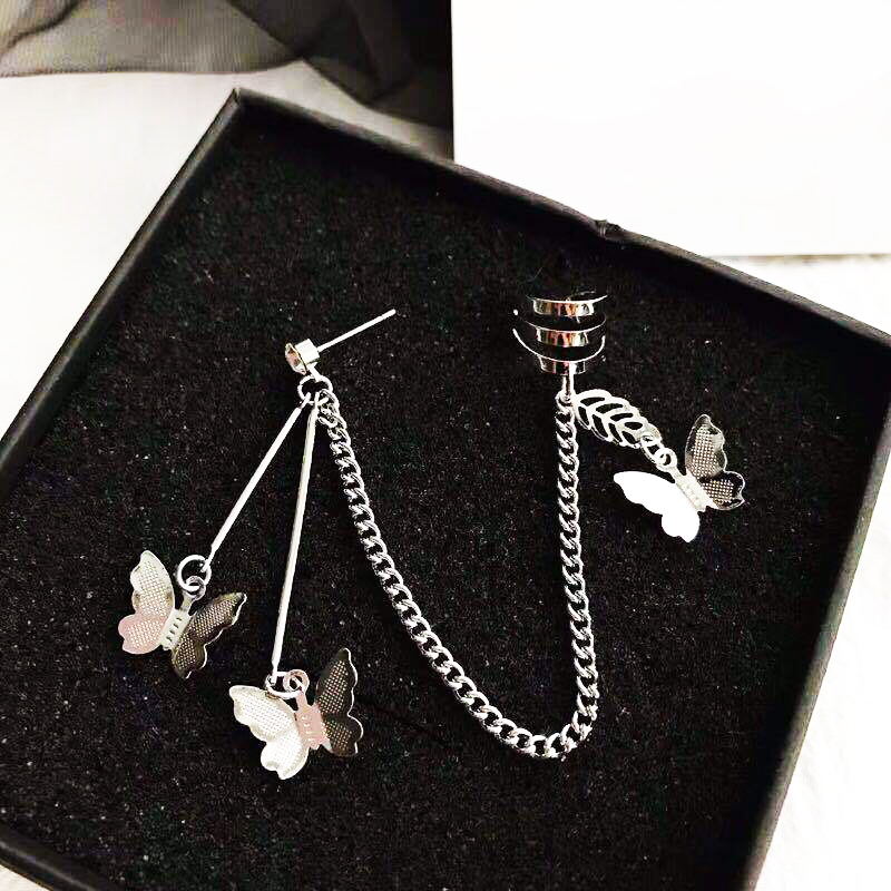 Khuyên tai cánh bướm 3D kẹp vành trên khí chất phong cách Hàn Quốc