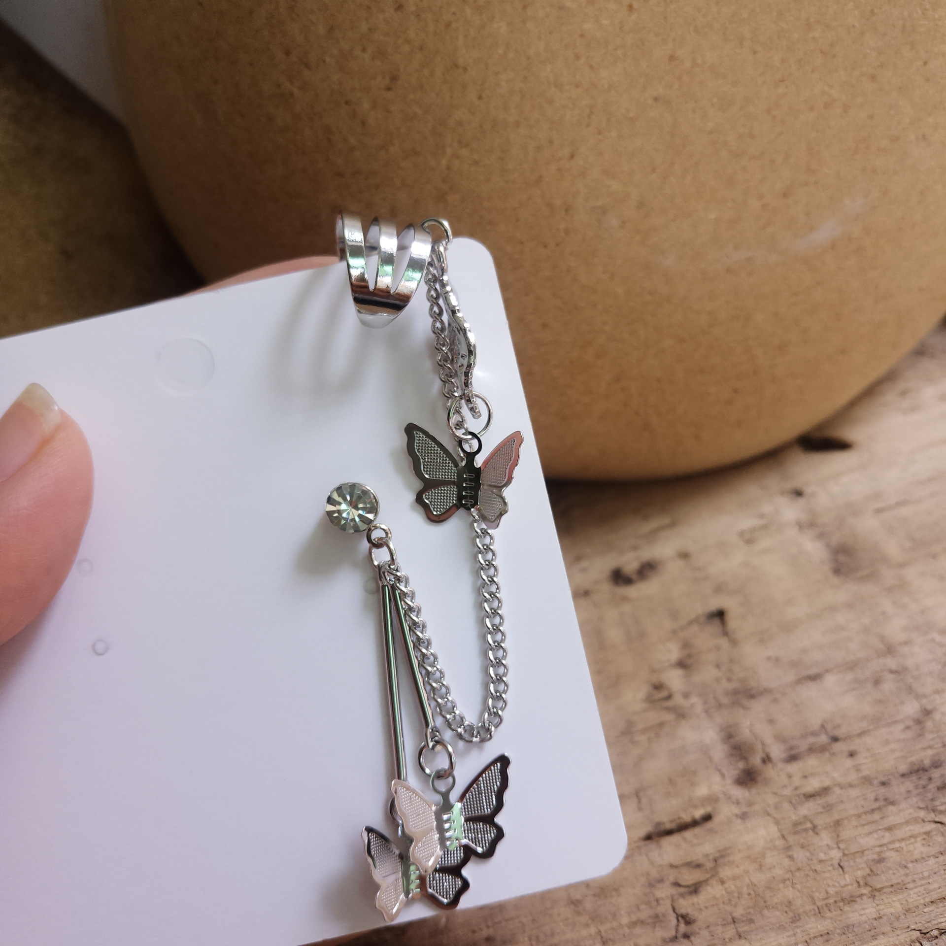 Bông tai tích hợp xỏ lỗ kẹp vành cực chất