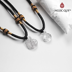 Mặt dây chuyền hồ ly đá thạch anh tóc đen 18x14mm mệnh thủy, mộc - Ngọc Quý Gemstones