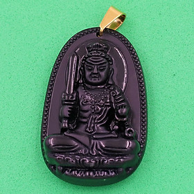 Mặt dây chuyền phật Bất Động Minh Vương thạch anh đen 3.6cm - phật bản mệnh tuổi Dậu