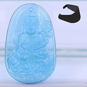 [Tuổi Thìn, Tỵ] Mặt Dây Chuyền Phật Phổ Hiền Bồ Tát Đá Pha Lê Xanh Lam Size Nhỏ 3.6cm - Tặng Kèm Móc Inox - Phong Thủy 868 - May Mắn - Bình An