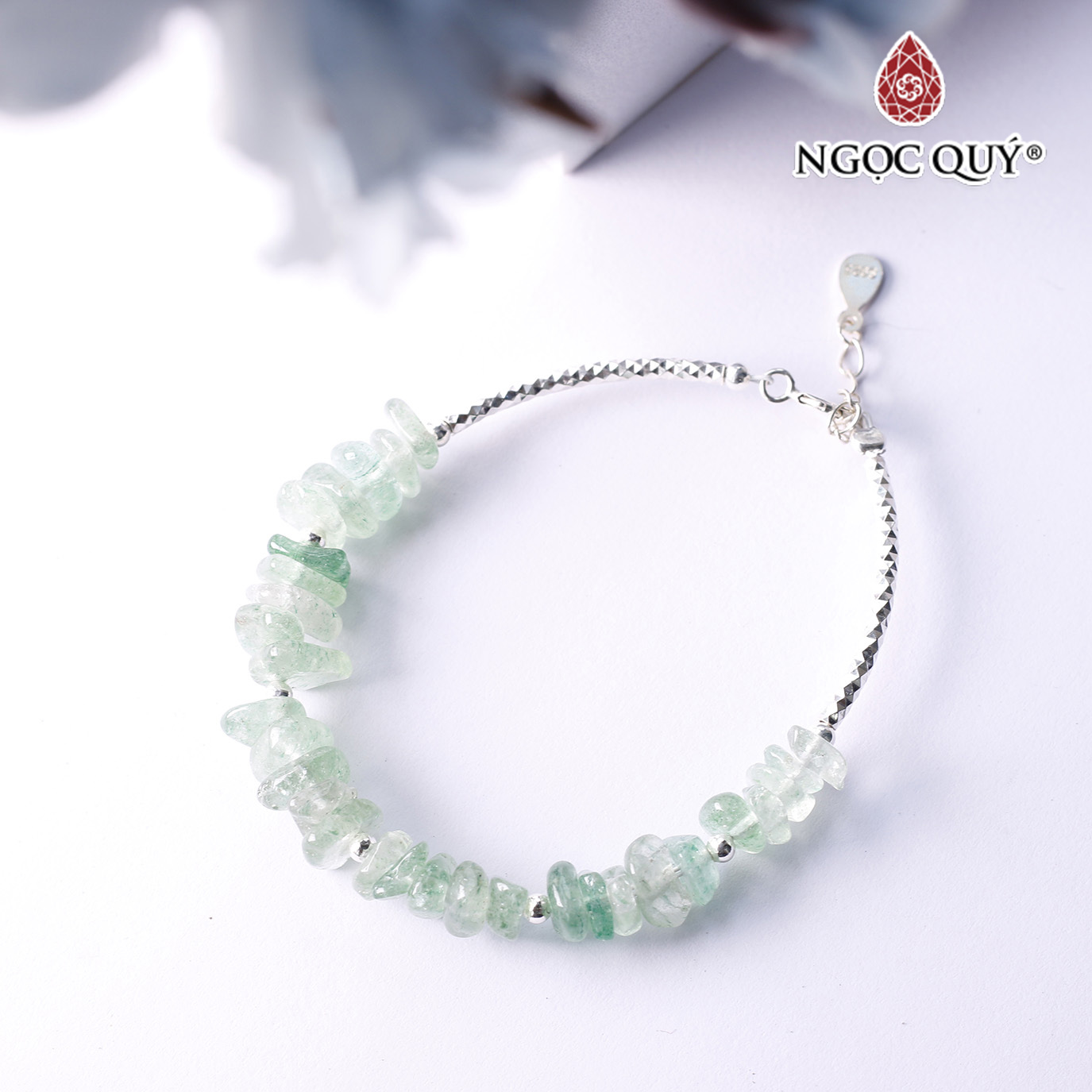 Lắc bạc đá thiên nhiên - Ngọc Quý