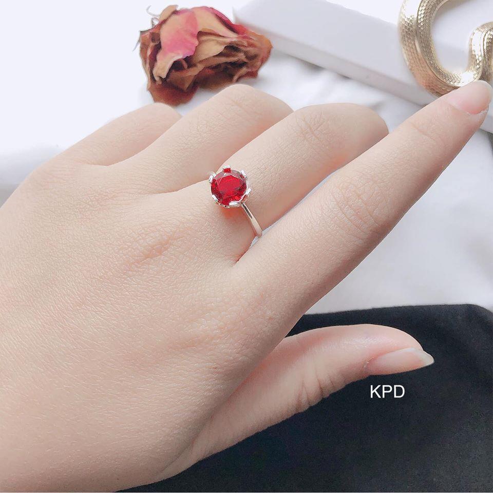 Nhẫn bạc Ý mặt đá xinh MS55