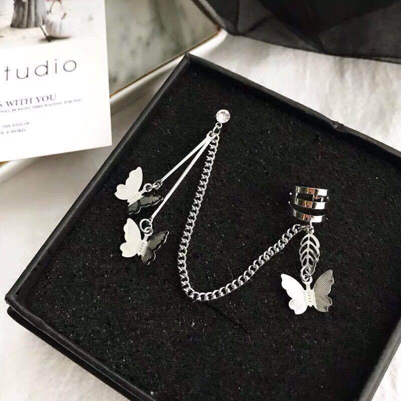 Khuyên tai cánh bướm 3D kẹp vành trên khí chất phong cách Hàn Quốc