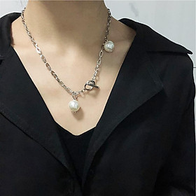 Vòng cổ titan mix ngọc trai thời trang nam nữ