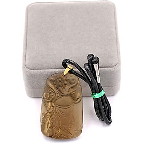 Dây chuyền mặt tượng Quan Công QCN14 - thạch anh khói ( 6.2cm x 4cm ) - kèm hộp nhung
