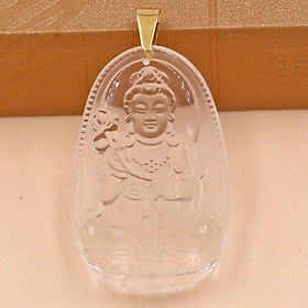 [Tuổi Ngọ] Mặt Dây Chuyền Phật Đại Thế Chí Bồ Tát Đá Pha Lê Trắng Size Nhỏ 3.6cm & Size Lớn 5cm- Tặng Kèm Móc Inox - Phong Thủy 868 - May Mắn - Bình An