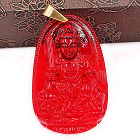 Vòng cổ Pha Lê Đỏ size nhỏ 3.6cm mặt Văn Thù Bồ Tát - phật bản mệnh tuổi Mão