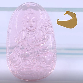 [Tuổi Thìn, Tỵ] Mặt Dây Chuyền Phật Phổ Hiền Bồ Tát Đá Pha Lê Hồng Size Nhỏ 3.6cm & Size Lớn 5cm - Tặng Kèm Móc Inox - Phong Thủy 868 - May Mắn - Bình An