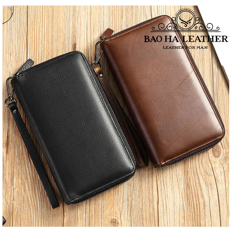 Ví cầm tay da bò cao cấp BHM2401 Clutch nam nữ da thật