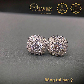 Bông tai bạc ý 4 cánh tinh tế đính đá phong cách sang trọng, thanh lịch, phù hợp đi tiệc, đi làm - 59292.2