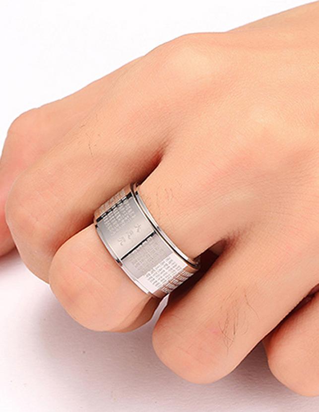 Nhẫn xoay thần chú bát nhã tâm kinh chữ ĐẠI TỪ BI N322 ( loại tốt màu bạc)