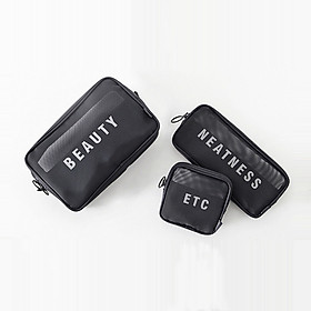 Set 3 túi unisex du lịch đựng đồ dùng cá nhân thẻ tiền, túi đựng mỹ phẩm cho nam nữ đa năng- Hàng chính hãng