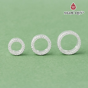 Charm bạc tròn đính đá trắng lồng hạt - Ngọc Quý Gemstones