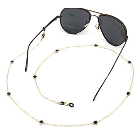 Dây chuyền đeo kính vàng thủy tinh pha lê đen black stone  dây buộc kính mát phụ kiện kính thời trang dây đeo khẩu trang mask airpod tai nghe