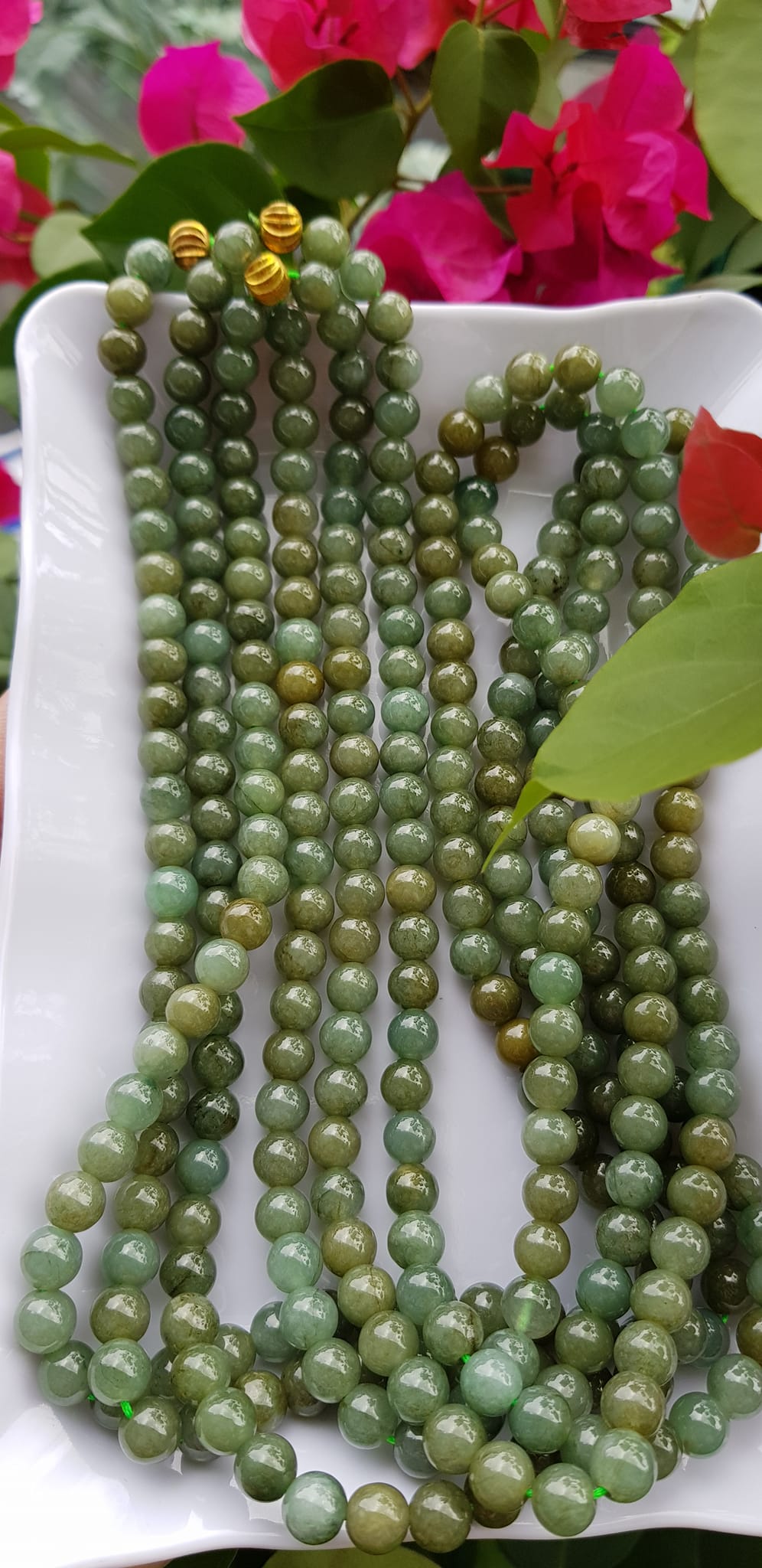 Vòng Chuỗi đeo Cổ hay niệm 108 hạt charm bi kiểu màu vàng Đá cẩm thạch tự nhiên Chuỗi cổ hạt size 7mm xanh ngọc dầu bóng mượt đẹp nữ đeo cổ nhẹ nhàng mát của đá tự nhiên tâm bình yên Món quà tặng Mẹ và người thân ý nghĩa và cho chính bản thân mình ạ