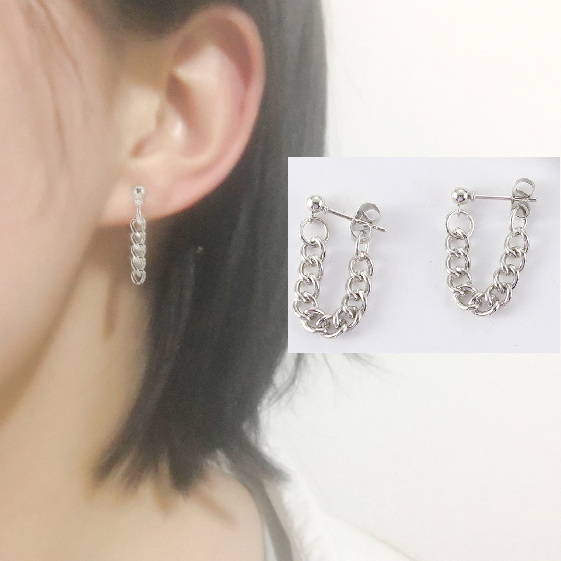 Bông tai thiết kế chữ U lỗ đinh xịn xò