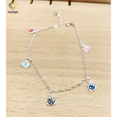 Lắc chân bạc Ý 925 Huệ Ngân- Mèo Kitty JL038