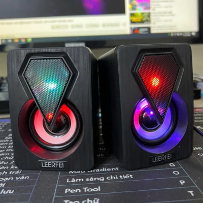 Loa vi tính để bàn SUPER BASS cực đã, có LED, dòng loa cao cấp cho laptop, pc, điện thoại MÀU ĐEN - Hàng Nhập Khẩu