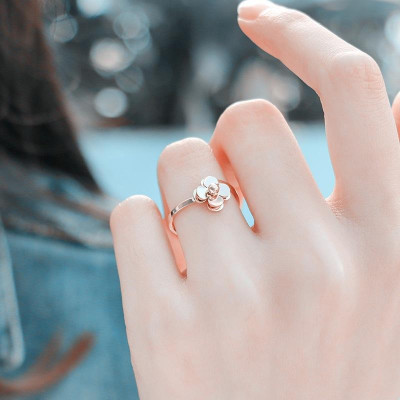 Nhẫn titan nữ thời trang cao cấp hoa trà free size thép không gỉ titanium trangsucpt 3 màu NNUT34