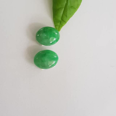 Mặt Nhẫn Oval Xanh Nhỏ đẹp đá cẩm thạch Size hạt Dài 12mm x Ngang 9mm x Cao 3mm bóng đẹp Nữ bọc vàng lên đeo đẹp ạ