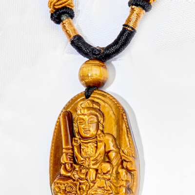 Mặt Dây Chuyền Văn Thù Bồ Tát Đá Mắt Hổ ( 3.6 x 2.3 cm) Ngọc Quý Gemstones