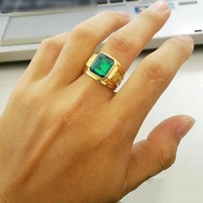 Nhẫn nam titan cao cấp thời trang chạm rồng 2 bên trangsucpt đá xanh lá inox thép không gỉ PTNNA253