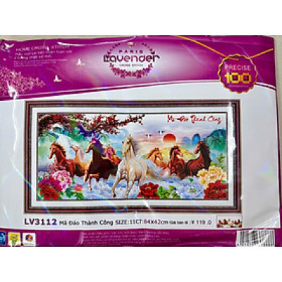 Tranh thêu chữ thập Mã đáo thành công LV3112, kích thước 84 x 42 cm