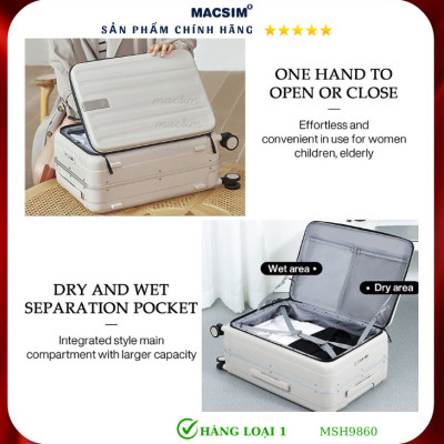 Vali cao cấp Macsim Hanke MSH9860 màu trắng 26 inch- Hàng loại 1