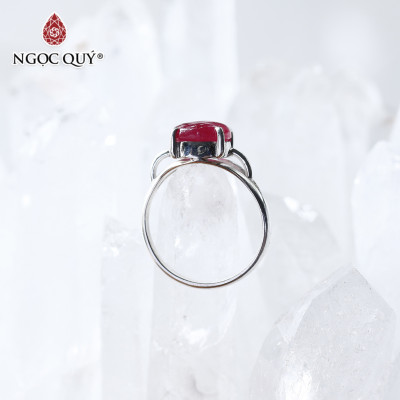 Nhẫn bạc nữ đá Ruby mệnh hỏa, thổ - Ngọc Quý Gemstones