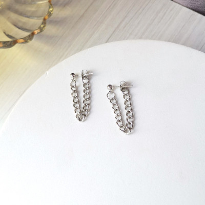 Khuyên tai xích trước sau basic phong cách đường phố