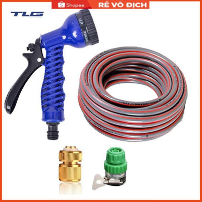 Bộ dây vòi xịt rửa xe, tưới cây, dọn dẹp nhà cửa 20m (cút đồng nối nhựa xanh) 206843