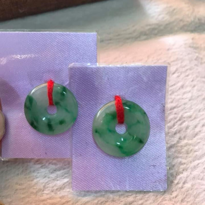 MẶT DÂY CHUYỀN ĐỒNG ĐIẾU ĐỒNG TIỀN Size NHỎ 21MM x DẦY 4MM 100% ĐÁ CẨM THẠCH TỰ NHIÊN MÀU XANH ĐẬM NHẠT BÓNG ĐẸP Ạ