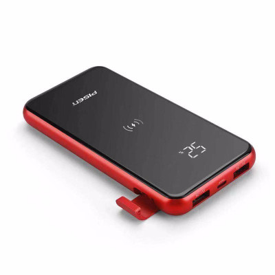 Sạc Dự Phòng Không Dây Pisen Wireless Charging  8000mAh ( Mặt kính, 2x USB Smart, Fast, Micro, LCD)- (TS-D252), hàng chính hãng