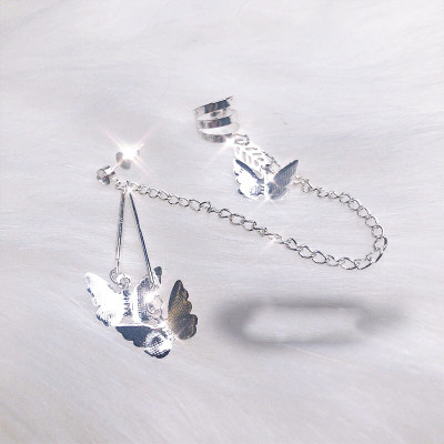 Khuyên tai cánh bướm 3D kẹp vành trên khí chất phong cách Hàn Quốc