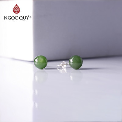 Bông tai bạc hạt đá ngọc bích mệnh hỏa, mộc - Ngọc Quý Gemstones