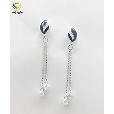 Bông tai bạc Ý 925 Huệ Ngân - Chiếc lá dáng dài ZCE15117