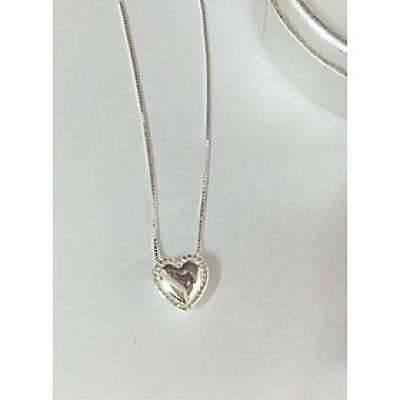 Bộ dây chuyền liền mặt trang sức bạc Ý S925 Bạc Xinh - Tim phồng đính đá viền PP1636