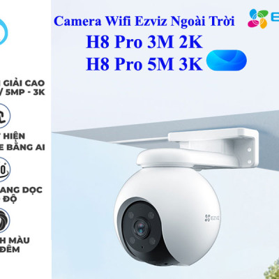 Camera Wifi Ngoài Trời EZVIZ H8 Pro 2K 3K Siêu Nét, Màu Ban Đêm - Hàng chính hãng