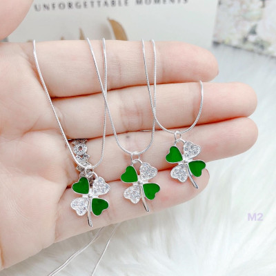 Dây chuyền nữ mặt cỏ 4 lá chất liệu bạc Ý MS012