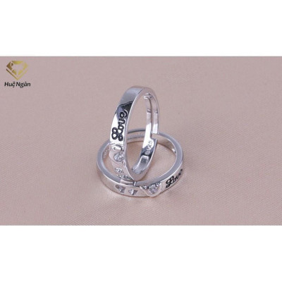 Nhẫn đôi bạc Ý 925 Huệ Ngân- Cá heo thủy chung RR1146