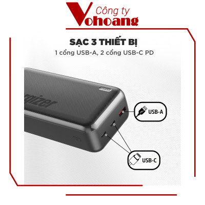 [Mỹ] Sạc dự phòng Energizer UE30055PQ Dung lượng 30000mAh sạc nhanh PD 20W với 9 chứng nhận an toàn - Hàng chính hãng