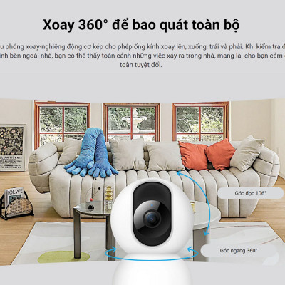 Camera quan sát Xiaomi C400 2,5K 4MP, Xoay 360, AI phát hiện con người, Wi-Fi 2.4GHz/5GHz, Bản quốc tế - Hàng chính hãng