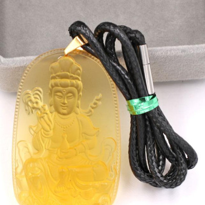 Dây chuyền mặt Phật Quan Âm Bồ Tát - pha lê vàng DEQAFVL2 - kèm hộp nhung