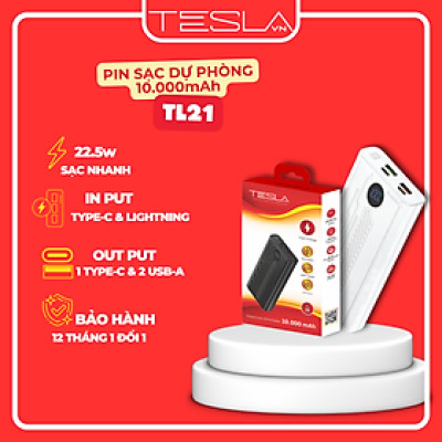 Pin sạc dự phòng hàng chính hãng TESLA TL21 màn hình Led 10.000mAh | Bảo hành 12 tháng 1 đổi 1 | Made in Việt Nam