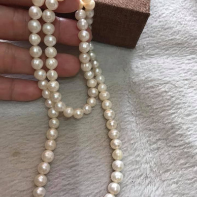 SỢI DÂY CHUỖI NGỌC TRAI DÀI 25CM MÀU TRẮNG XINH GỒM 78 HẠT SIZE HẠT NGỌC TRAI HƠN 7MM