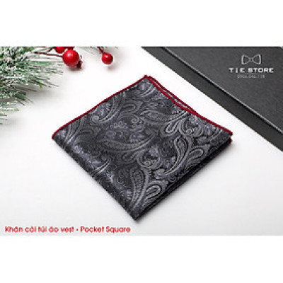 Khăn Cài Túi Áo Vest - Pocket Square - Phụ Kiện Cài Áo ghi đậm họa tiết